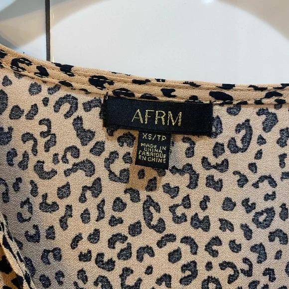 AFRM Tan Cream Ruched Tie Front Blouse - Picture 3 of 3